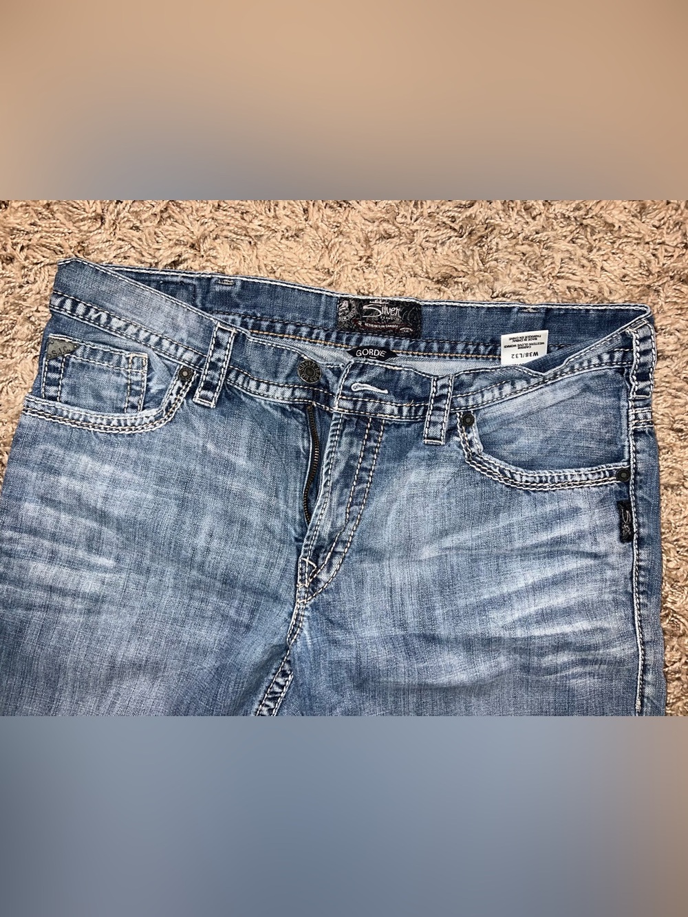 Silver Brand Jeans Gordie Light Wash Blue Relaxed Men’s Jeans 38x32
